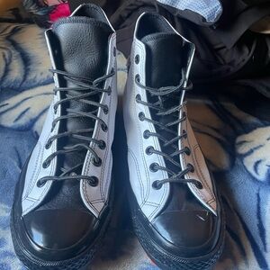 Stylish Black and White High-Top Sneakers